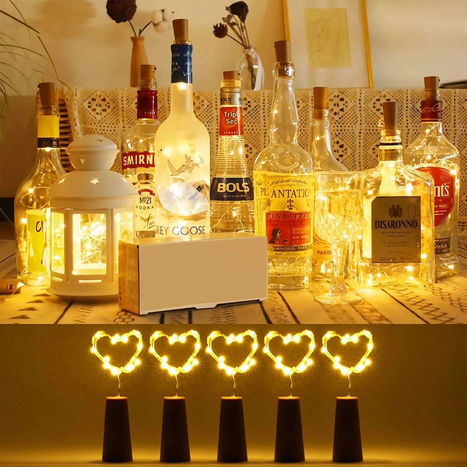 6Pcs 3Pcs/Lot Wine Bottle Lights with Cork DIY LED Lighting Strings Strip Light  For Garland Party Wedding Christmas Halloween