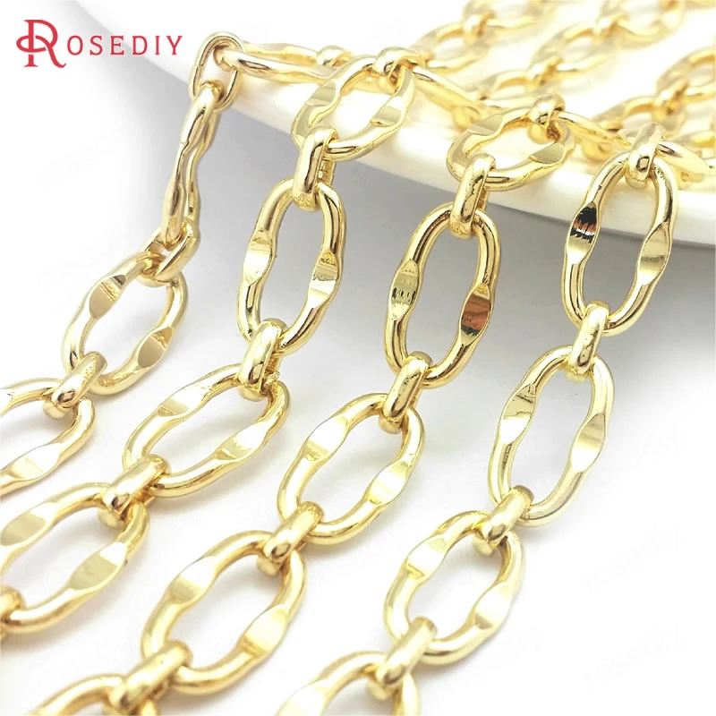 (39661)1 Meter 24K Gold Color Iron Long Oval Shape Necklace Chains Jewelry Chains Jewelry Making Supplies Diy Accessories