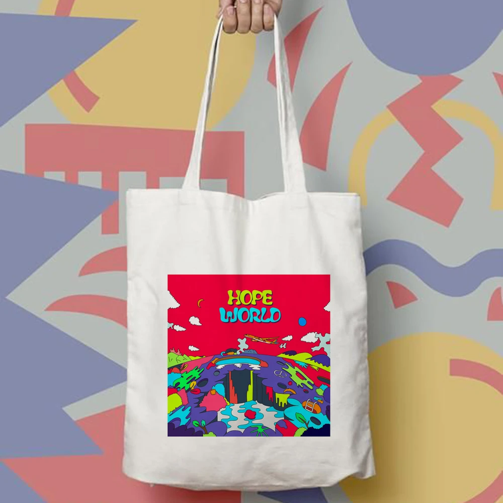 Hope World Print Reusable Shopping Eco Bags Canvas Book Bag Women Foldable Shopper Bag Fashion Female Shoulder Bag Handbag