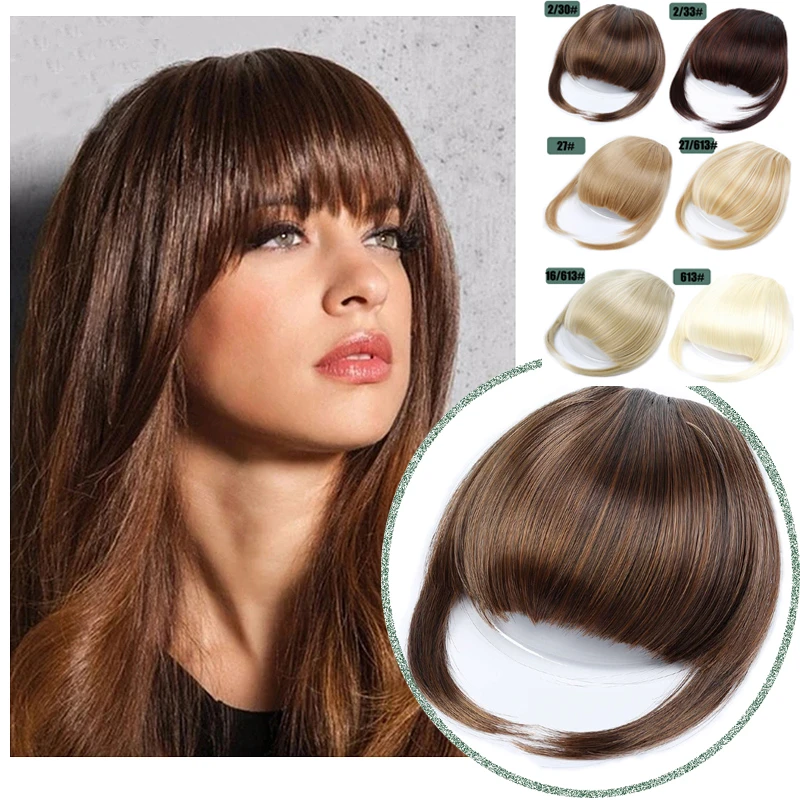 Synthetic Fake Bang Hair Piece Clip In Hair Extension Fake Fringes Bang Women Natural Air Bangs Clip on Bangs 24 Colors