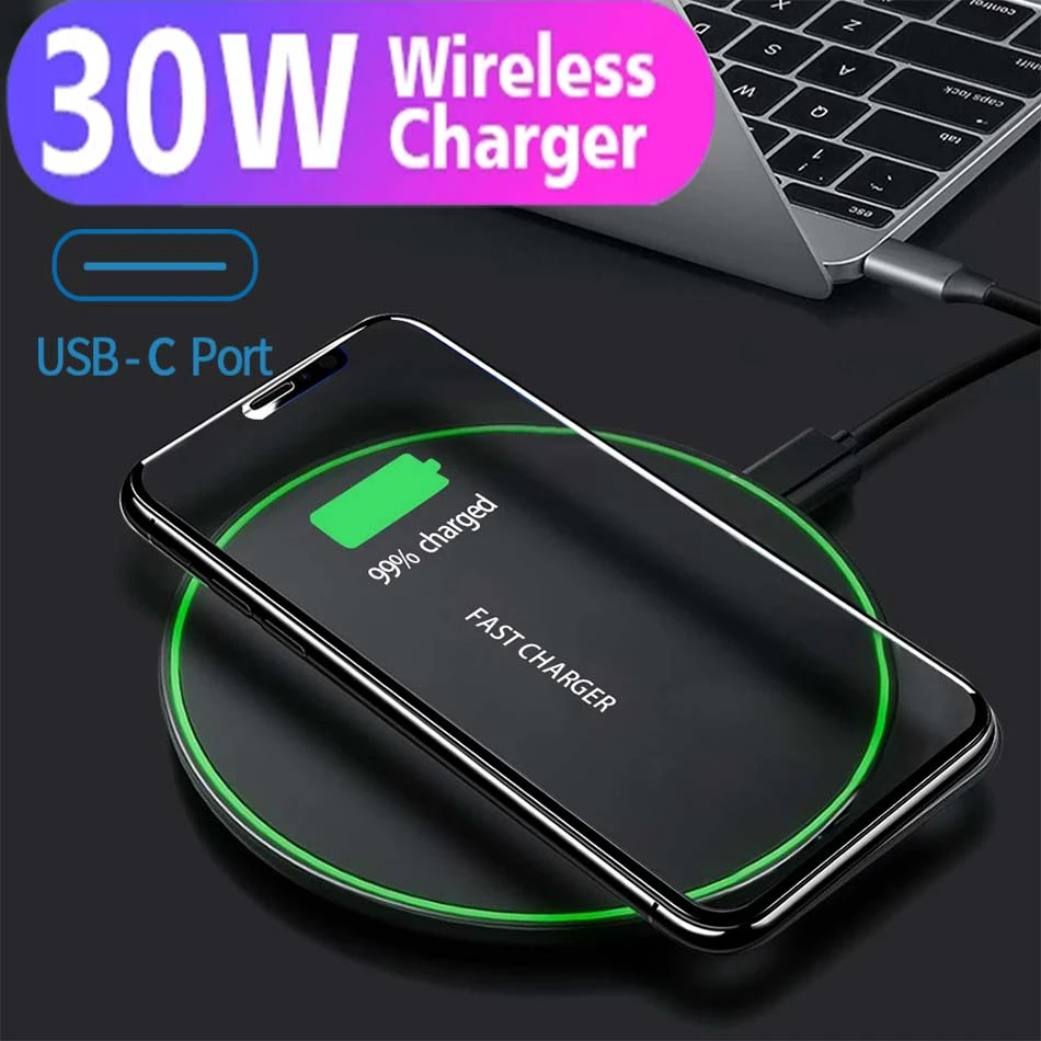 30W Qi Wireless Charger Dock for Samsung S10 S20 Note 10 20 iPhone 12 11 Pro Max XS XR X 8 Wireless Induction Fast Charging Pad