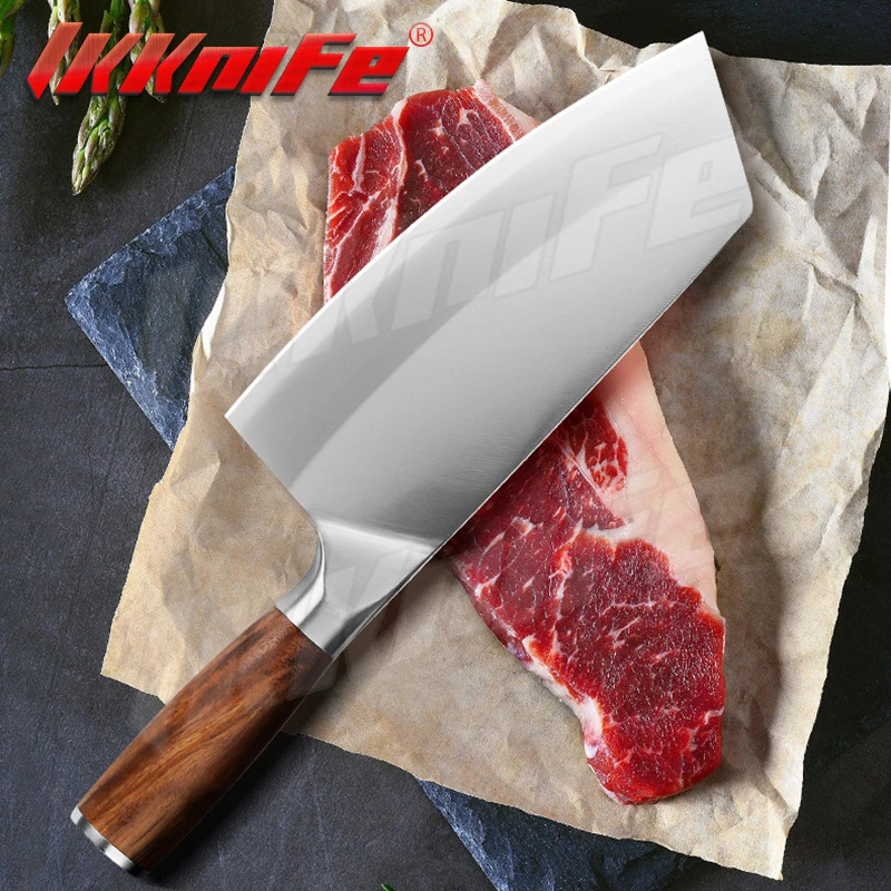 8 Inch Stainless Steel Chinese Chef Knife Meat Chopping Cleaver Kitchen Knife Vegetables Slicing Fish Fillet Knife Ultra Sharp