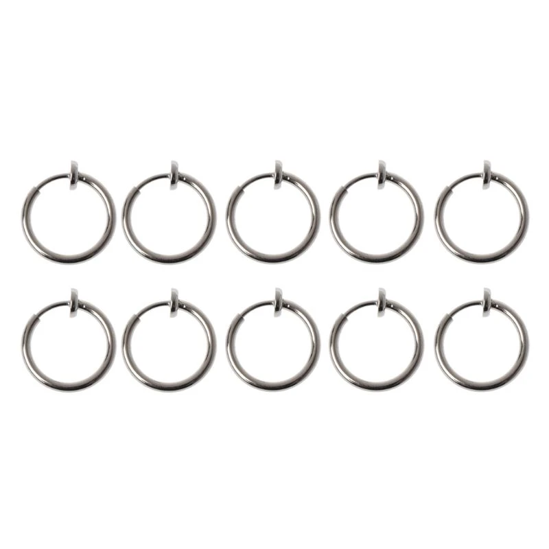 10Pcs sliver colour color No Ear-hole DIY Clip On Circle Hoop Earrings For Jewelry Making