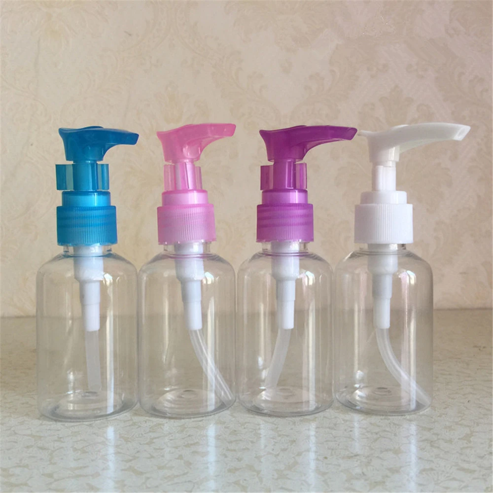 50ml PET Transparent Bottle With PP Screw Cap Clear Plastic Pressed Pump Refillable Bottles For Lotion Shampoo Empty Protable