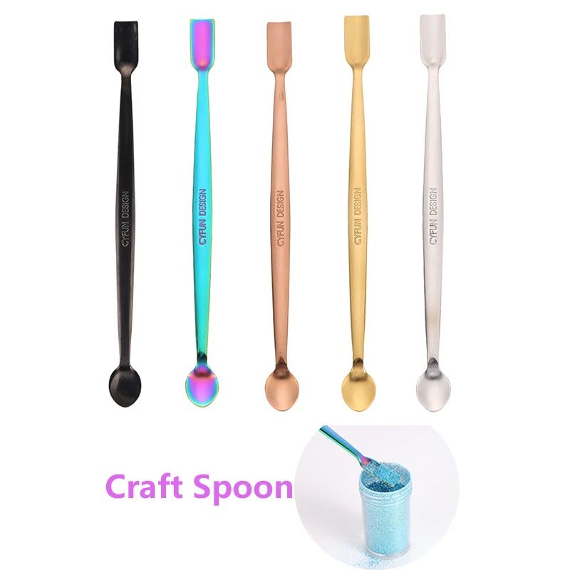 17cm Stainless Steel Craft Spoons To Taking Out Glitter Embossing Powders Sequins For Cards Resin Mold Epoxy Jewelry Making Tool