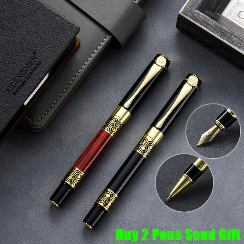 Classic Design Brand Metal Roller Ballpoint Pen Luxury Roose Wood Business Men Writing Pen Buy 2 Send Gift