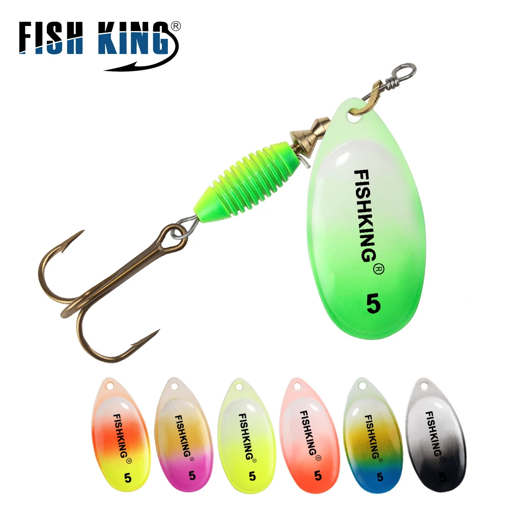 FISHKING Fishing Lure Spinner bait 4g 4.8g 7g 10g 14g Spoon Lures With Treble Hooks Peche Jig Anzuelos isca Pesca