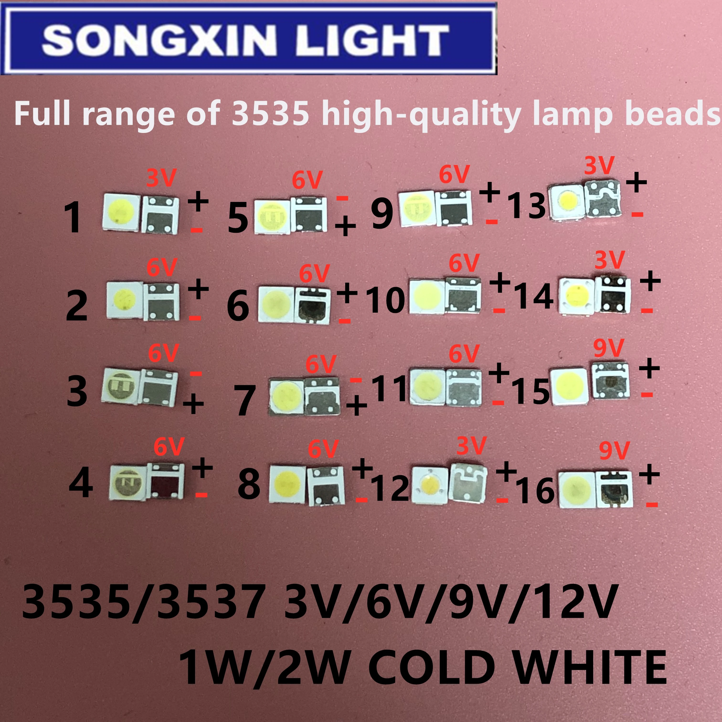 50-100PCS For LG UNI LUMENS SAMSUNG LED brand new and original 1W 3V 2W 6V 9V 12V 3535 cool white LCD backlight TV application