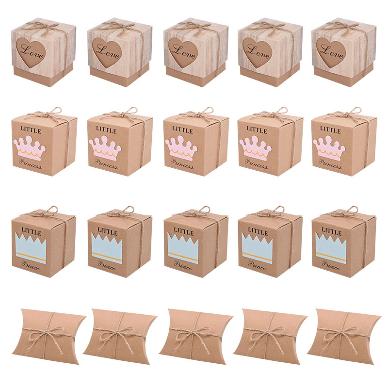 10/20/50pcs Kraft Paper Pillow Shape Candy Box DIY Carfts LOVE Birthday Gifts Boxes Wedding Favor Christmas Home Partys Supplies