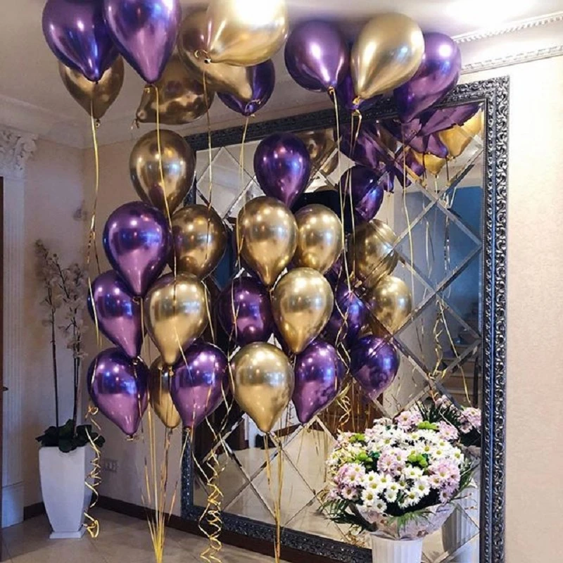 10 inch purple gold balloon metal balloon set birthday party decorations adult kids baby shower wedding supplies