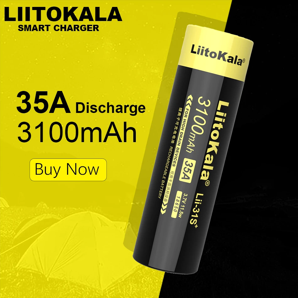 20PCS LiitoKala Lii-31S 18650 3.7V 3100mA 35A Power Lithium-ion Battery for LED Flashlight /electric Drill / Toy Car