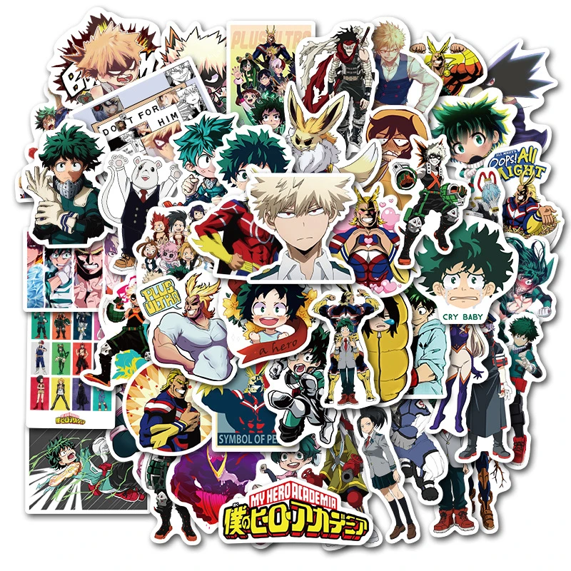 50PCS My Hero Academia Anime Stickers Midoriya Izuku Bakugou Katsuki For DIY Laptop Luggage PS4 Helmet Car Toy Gift Sticker