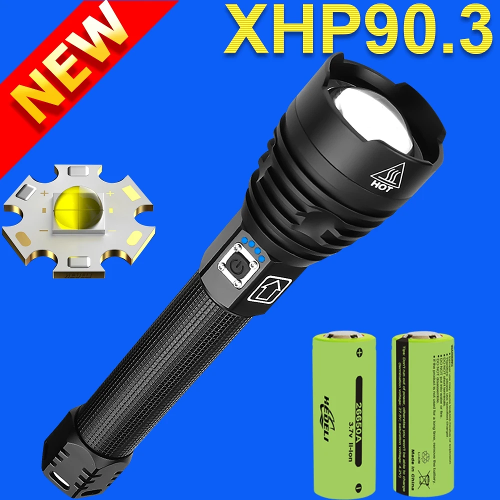 Super XHP90.3 powerful led flashlight 18650 Rechargeable tactical flashlight xhp90 usb flash light torch cree xhp70 led lantern