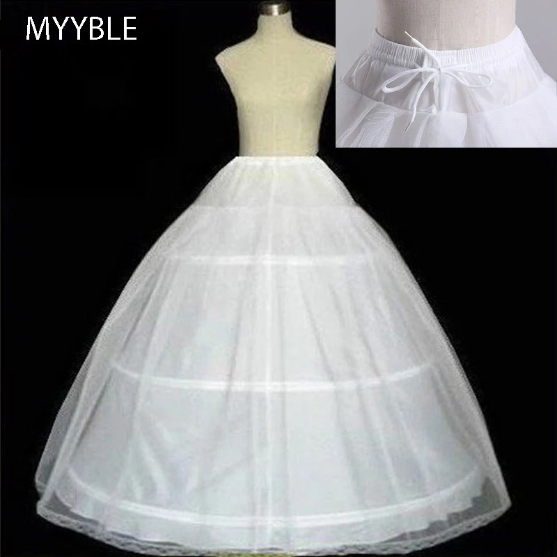 MYYBLE Free shipping High Quality White 3 Hoops Petticoat Crinoline Slip Underskirt For Wedding Dress Bridal Gown In Stock 2020