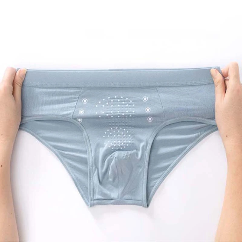 Underwear Men Graphene Seamless Briefs Man Mid-Waist Breathable Modal Particle Massage Antibacterial Stretch Pouch Panties Male