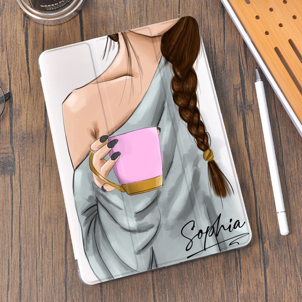 Custom Name Signature for Air 4 10.2 iPad 8th Generation Case 2020 Pro 11 2021 Pencil Holder 7th Funda Mini 5 Air 2 6th 5th Gift