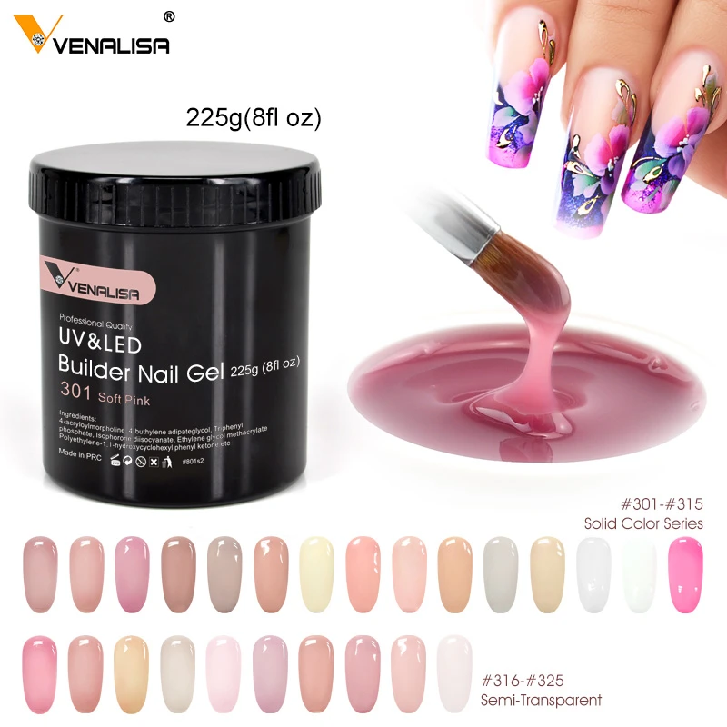 Venalisa Brand 225g Extension French Acrylic Gel Soak Off LED Camouflage Color Hard Jelly Fast Dry Nail Building Extend Gum Gel