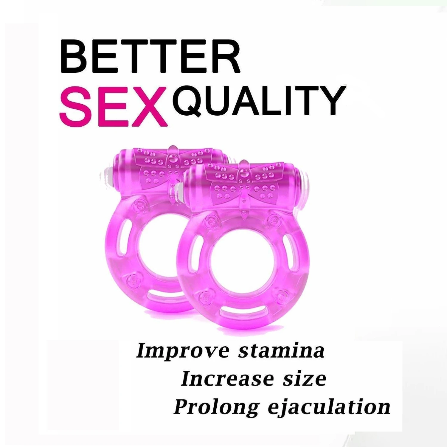 Couple Sexy Toy, Elastic Delay Ring, Vibrating Cock Stretchy Intense Clit Stimulation, Premature Ejaculation Lock Adult Vibrator