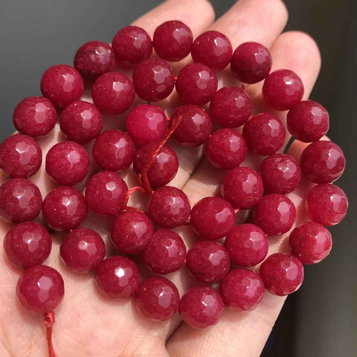 Faceted Red Chalcedony Beads Round Loose Spacer Stone Bead For Jewelry Making DIY Bracelet Necklace 15'' Strand 4/6/8/10/12 mm