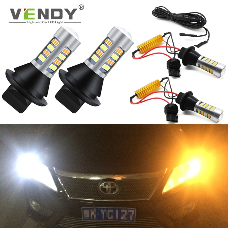 2x Canbus Dual Mode Bulb Auto LED Turn Signal+Daytime Running Light DRL Lamp WY21W W21W T20 PY21W BAU15S P21W BA15S For The Car