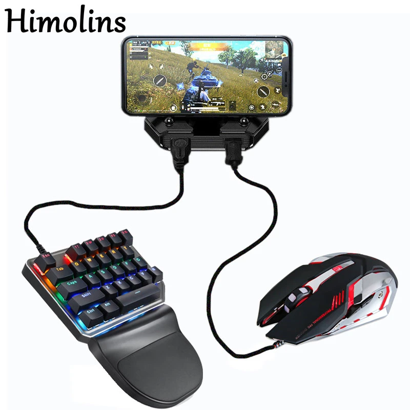 Himolins PUBG Mobile Gaming Controller Gamepads Have Cell Phone Holder With One-Handed Keyboard And Mouse Converter For Phone