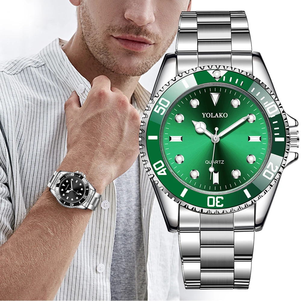 New Casual Business Men's Watches Luxury Date Green Dial Men's Watches Fashion Men's Watches Watches Relogio Masculino