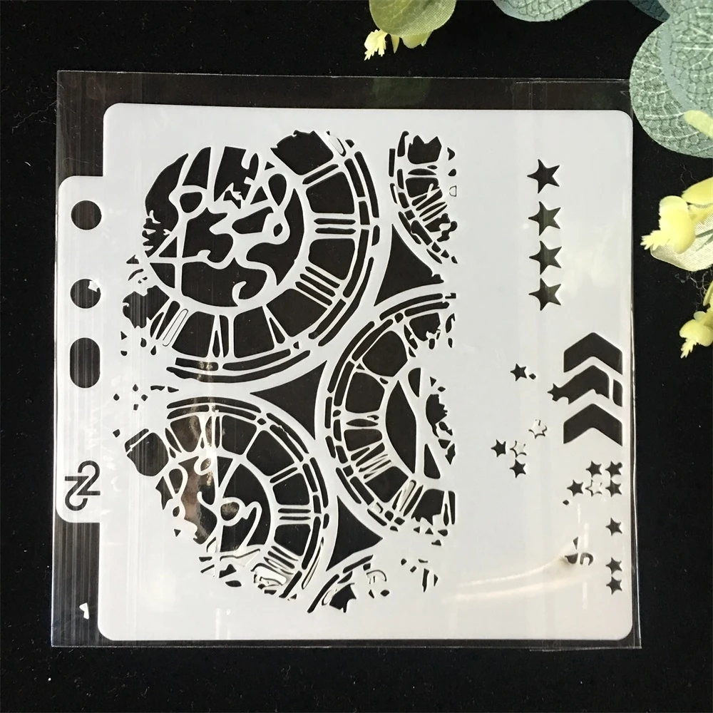 5.1inch Clock Dial Wheel Arrow Layering Stencils Painting Scrapbook Coloring Embossing Album Decorative Paper Card Template