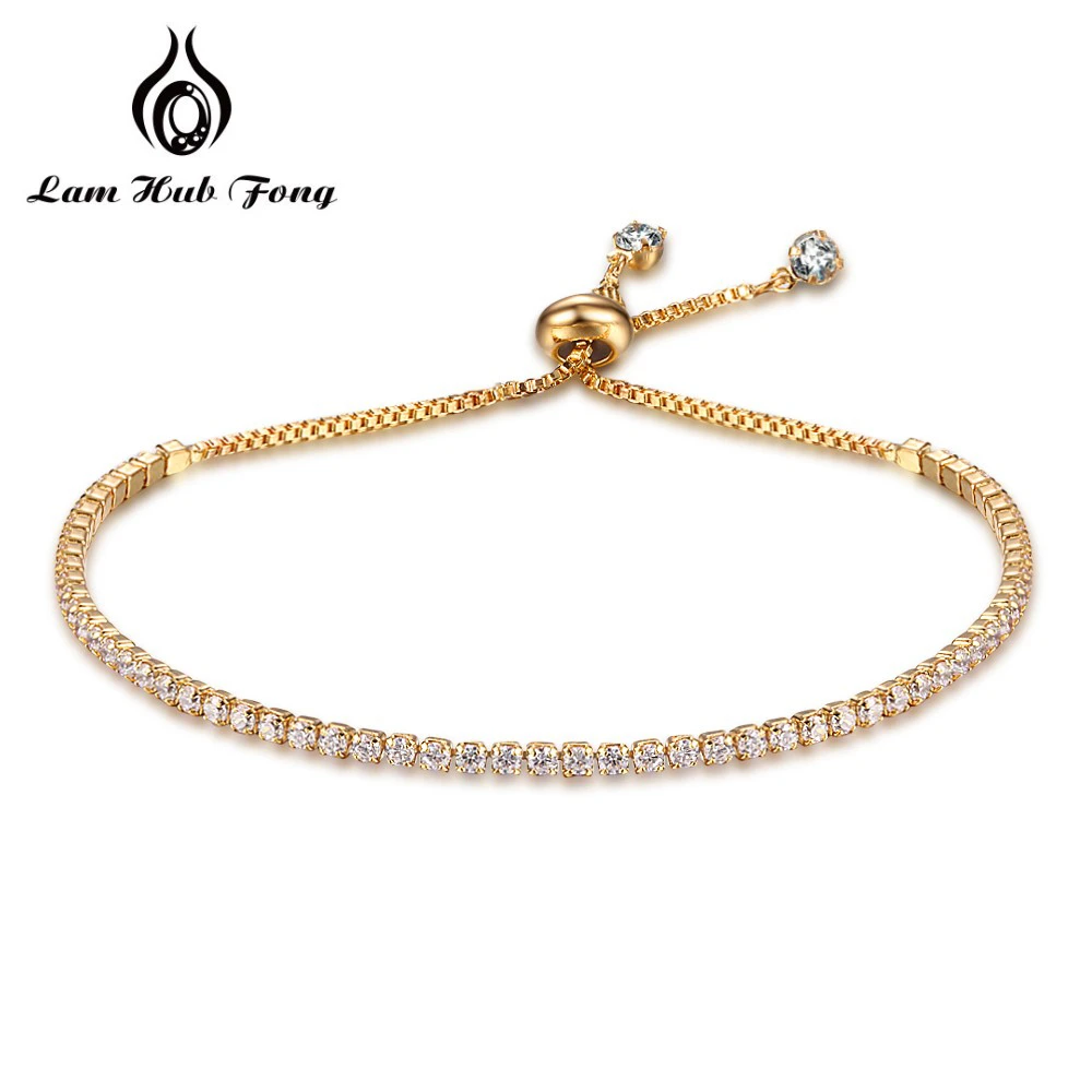 Cubic Zirconia Bracelets Tennis Adjustable Silver Color Rose Gold Chain Bracelet Bangle Fashion Jewelry Gift for Friends  Women