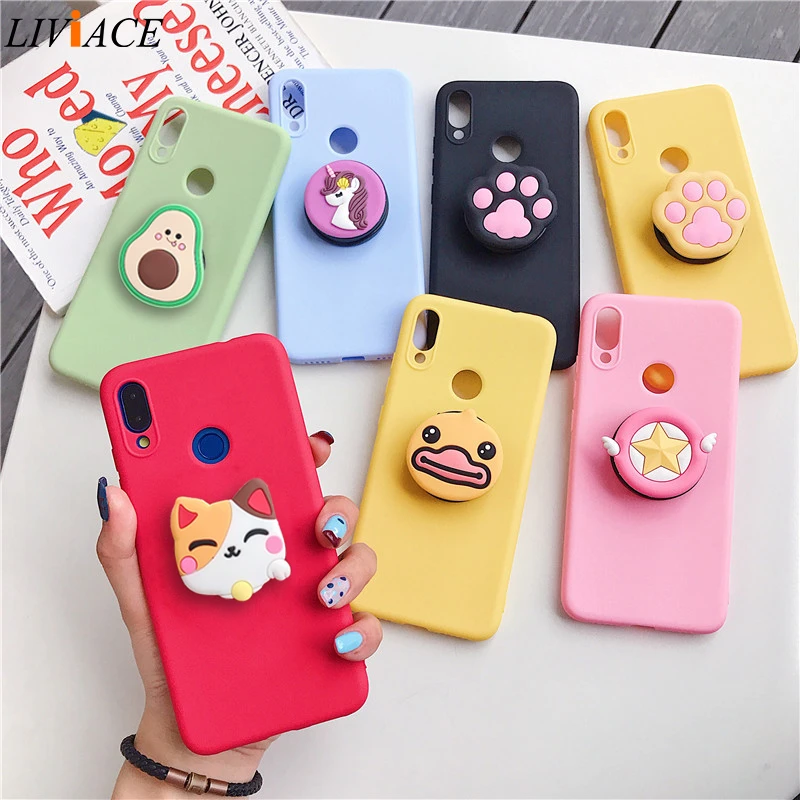 for huawei p smart z 3D silicone cartoon phone holder case for huawei p smart 2019 2017 psmart plus pro 2020 2021 stand covers