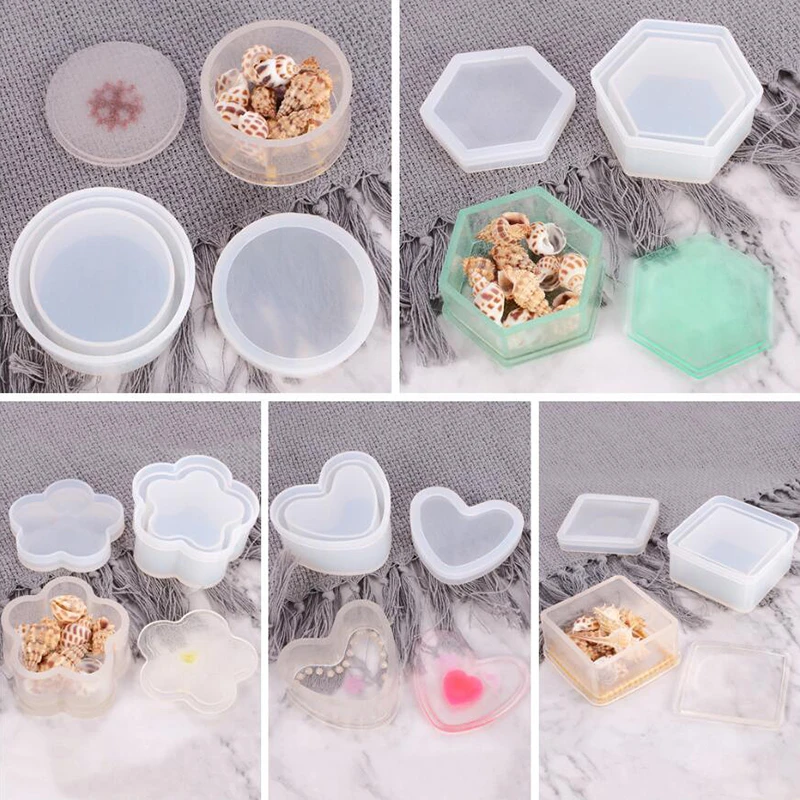 1Pc Transparent Silicone Hexagon Jewellery Necklace Storage Box Mold Resin Casting Mould DIY Craft Tools