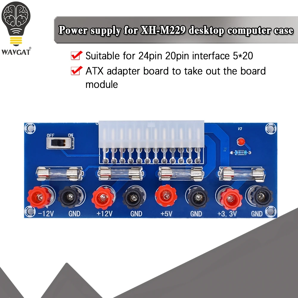 XH-M229 Desktop PC Chassis Power ATX Transfer to Adapter Board Power Supply Circuit Outlet Module 24Pin Output Terminal 24 pins