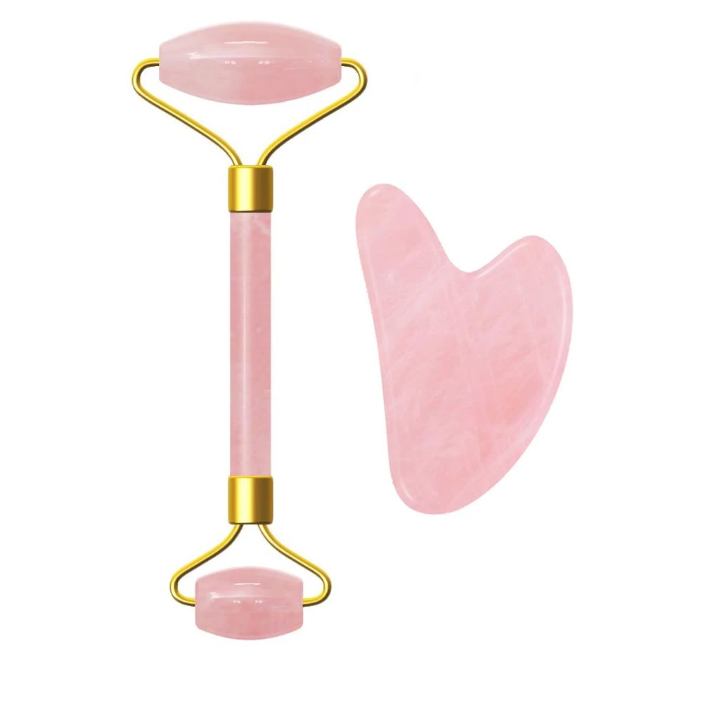 Rose Quartz Face Massage Roller Natural Jade Scraper Plate Double Head Slimming Face Massager Roller Face Anti Wrinkle Removal