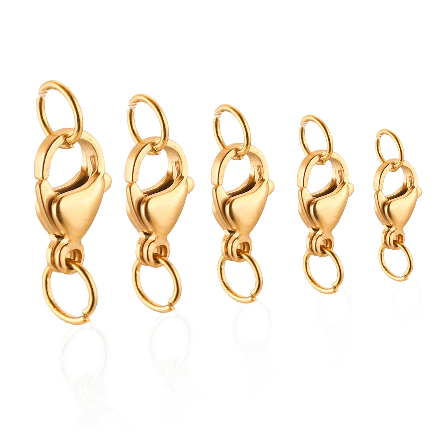 20Pcs Stainless Steel Gold with Jump Ring Lobster Clasp Claw Clasps for Bracelet Necklace Chain Diy Jewelry Making Supplies