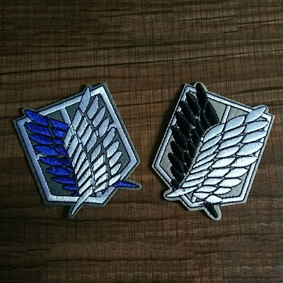 Wings of Freedom Rose Military Armband Badges Tactical Patches Attack on Titan 3D Embroidery Morale Patches DIY Clothes Stickers