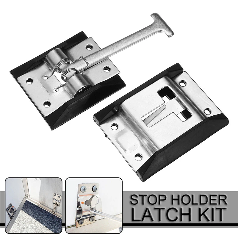 1Set 4-Metal steel  Door lock hook -RV-Camper-Horse-Work-Enclosed-Trailer-Door-Stop-Holder-Latch-Kit