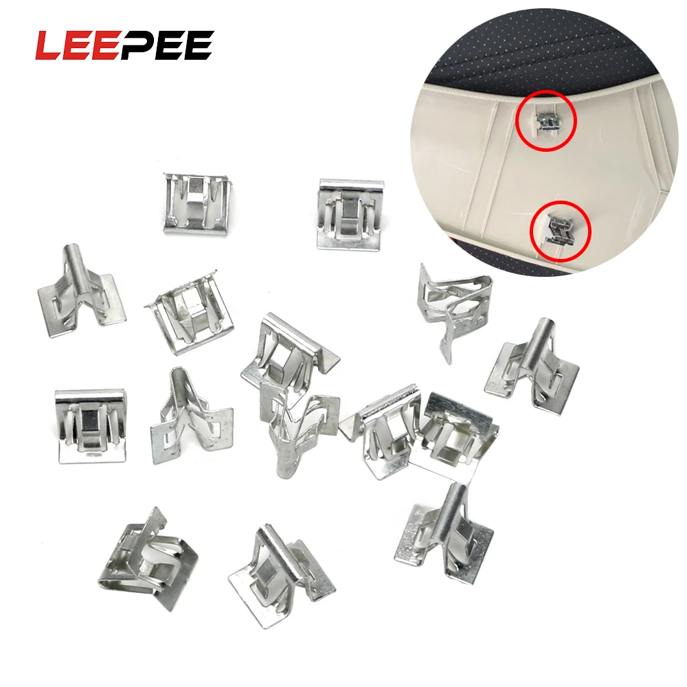 LEEPEE 15 Pieces Car Fasteners Universal Car Dashboards DVD CD Panel Interior Trim Plate Fixed Iron Clip Buckle Auto Accessories