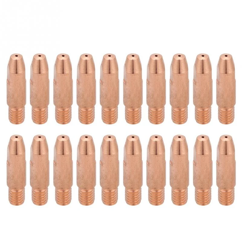 20pcs M6 0.8/1.0/1.2mm M6*28mm Copper Contact Tips Welding Nozzles for 24KD MIG/MAG Welding Torch Tip M6 For Binzel Gas Nozzle