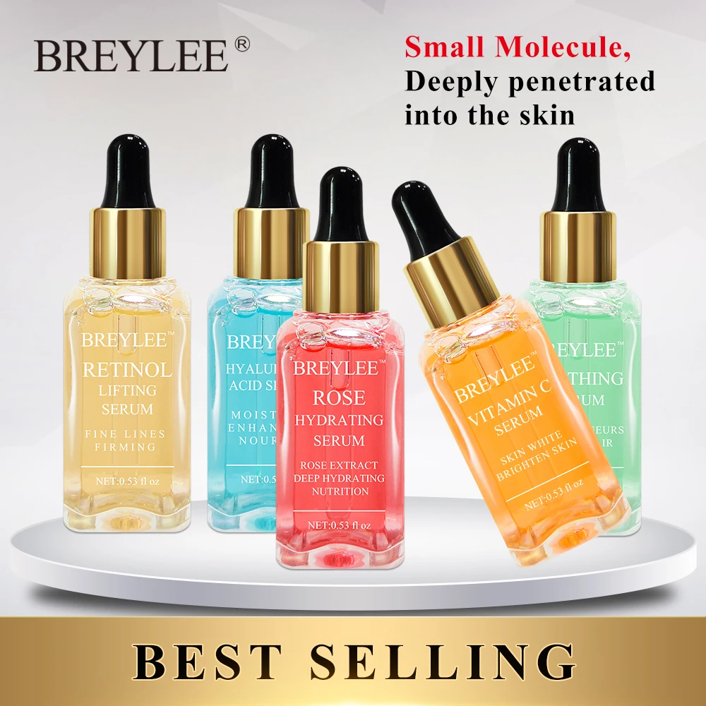 BREYLEE Serum Series Vitamin C Hyaluronic Acid  Rose Repair Face Skin Care Nourish Firm Soothing Whitening Essence 1pcs