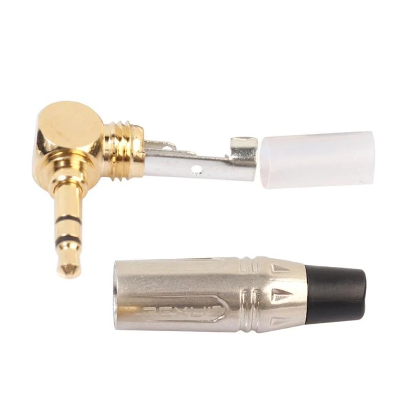 3.5mm Stereo 90 Degree Right Angle Male Plug Gold-plated Stereo Headphone Adapter Instruments Soldering Connector Converter