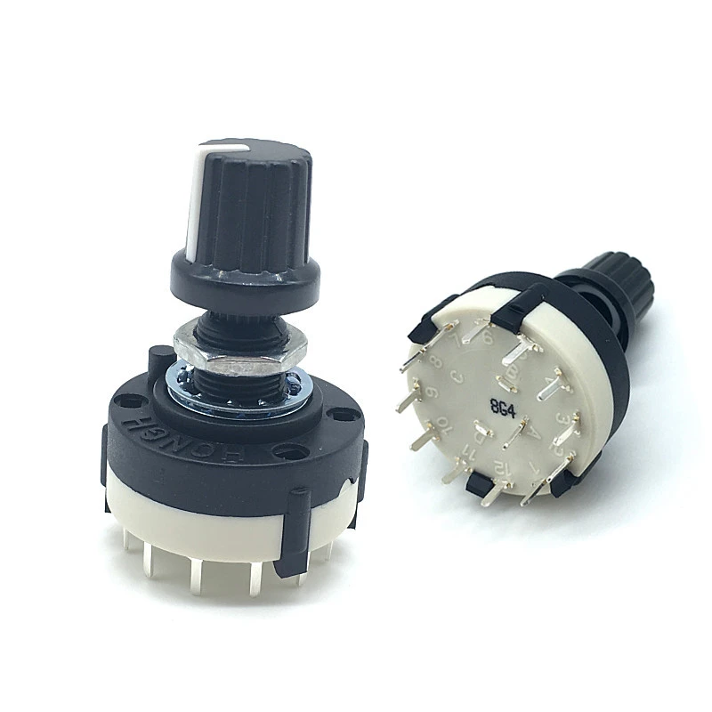 5pcs RS26 1 Pole 12 Position  Selectable Band Rotary Channel Selector Switch Handle length 20MM with knob