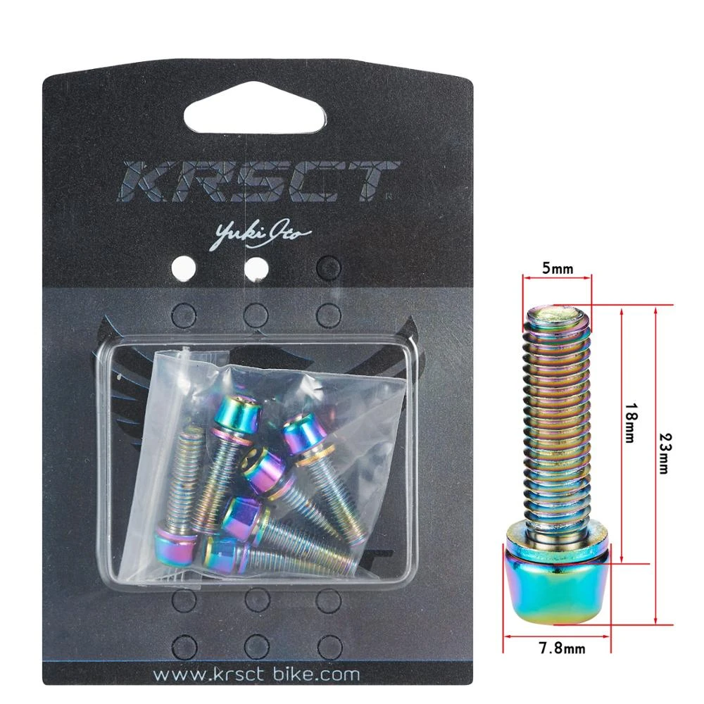 KRSEC 304 Stainless Steel Screw Plated Rainbow Gold Mountain Road Bicycle Handlebar Bicycle Handlebar Screw M5*18mm M6*18MM