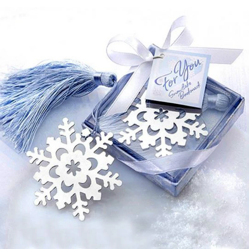 Book Marker Snowflake Bookmarks Winter Flower Pendant Gifts Tassel Favors Thanksgiving Christmas Birthday Gift With Gift Box