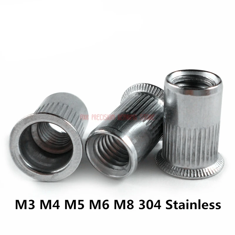 2021 20pcs M3 M4 M5 M6 M8 304 Stainless Steel Rivnut Small Countersunk Head Riveted Nuts Insert Nutsert Cap Rivet Nut Hw149