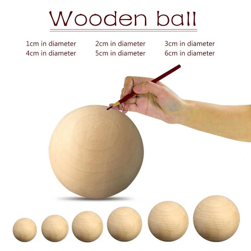 Solid Wooden Dia 1-6 CM Round Ball Manual DIY Accessories Wood Color Big Painted Ball Natural Wood Ball Free Creation
