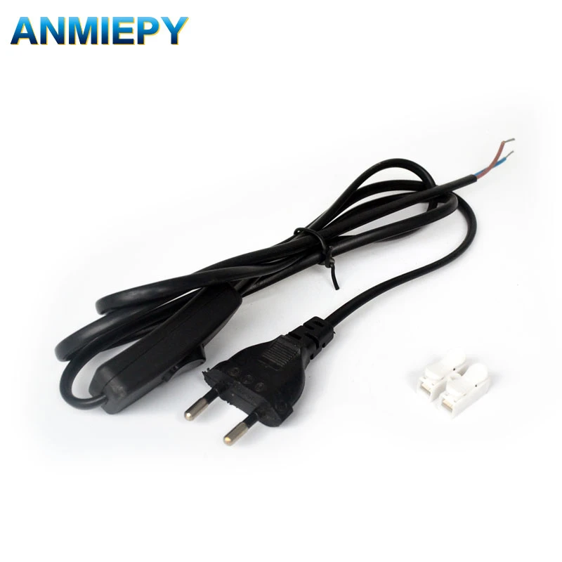 1.8m 2-Core-Power-Supply-Cable Lamp-Connector Power-Controller  Extension LED-Test-Light-Wire Button-Switch EU-Plug  220V 110V