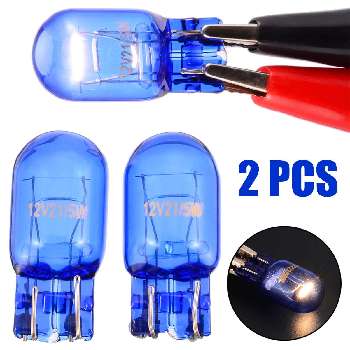 Mayitr 2pcs T20 7443 W21/5W 6500k Halogen White Blue DRL Turn Signal Stop Brake Tail Light Bulb Indicators Lights