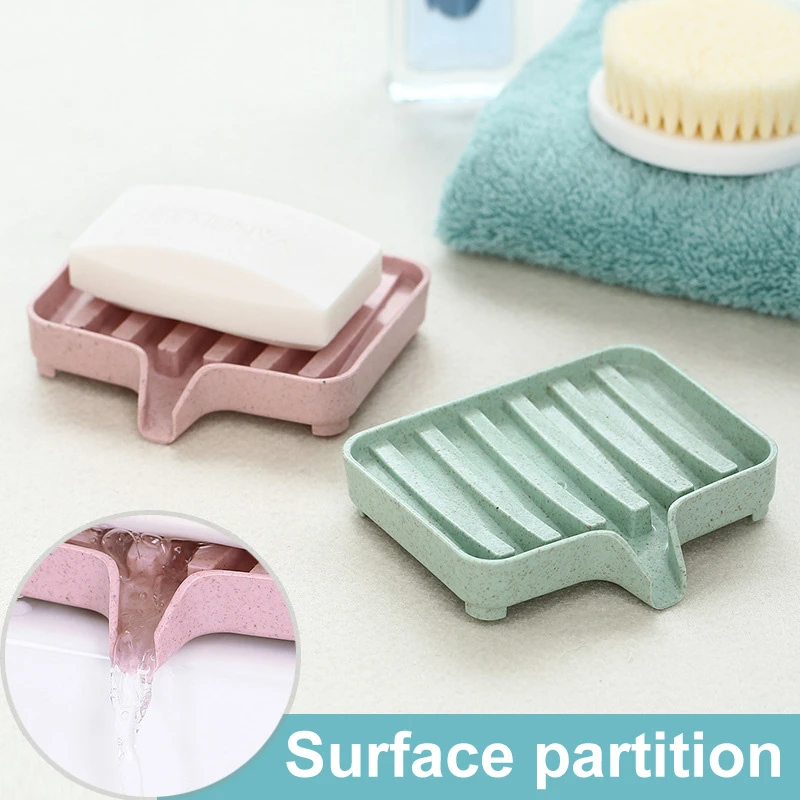 Sponge Holder PP Wheat Straw Storage Rack Drain Soap Box Tray Soapbox 1 Pcs Shower Soap Tray Tool Soap Dish Plate Holder