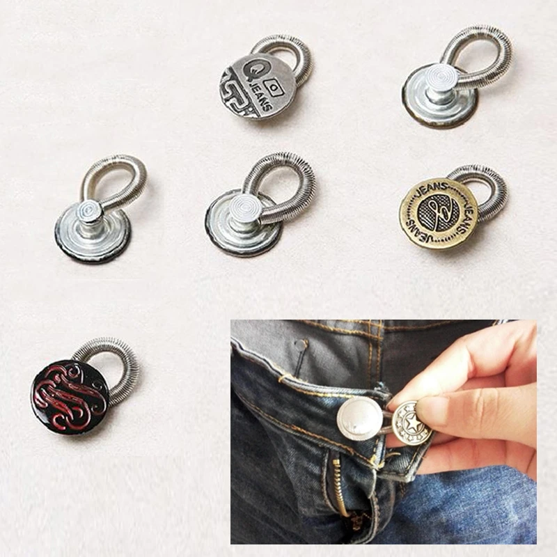 Metal Button Sewing Tool Jeans Pants Buttons 6 Pcs Waist Stretch Extender Women Men 2cm Fix Expanders