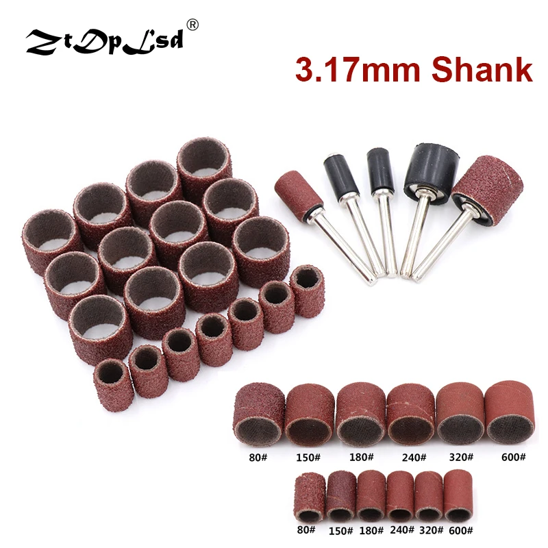 50X 80-600Grit Nail Sanding Bands File For UV Gel Polish Remover Electric Machine Drill Bits Drum Band Mandrel Shank Rotary Tool