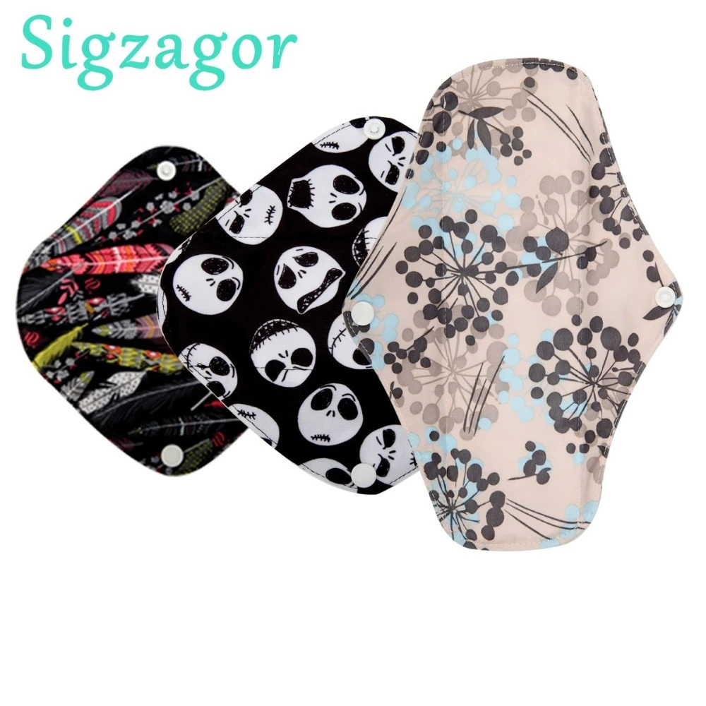 [Sigzagor]1 XS S M L Long Panty Liner Cloth Menstrual Pad Bamboo Charcoal Mama Sanitary Reusable Washable Mix Size
